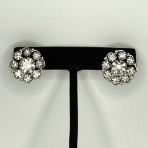 Vintage Silver Crystal Rhinestone Earrings